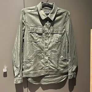 Linen Blend Shacket Utility Jacket from Level 99 in Medium